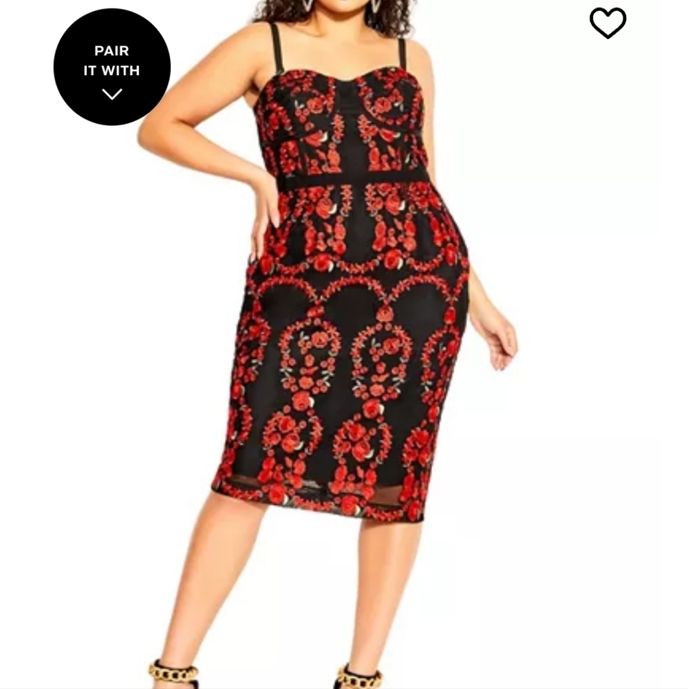 City Chic  Embroidered Midi Dress